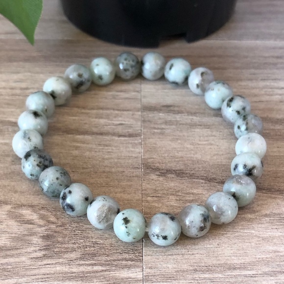 Kiwi Jasper Natural Stone Beads Stretchable Bracelet 7" - 8mm Beads Best Gift - Picture 2 of 2